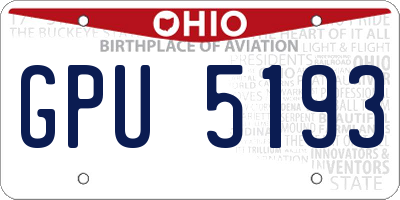 OH license plate GPU5193