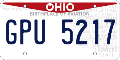 OH license plate GPU5217