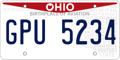 OH license plate GPU5234