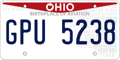 OH license plate GPU5238