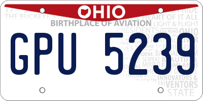 OH license plate GPU5239