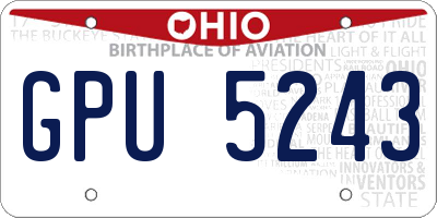 OH license plate GPU5243