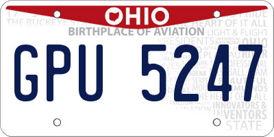 OH license plate GPU5247