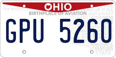 OH license plate GPU5260