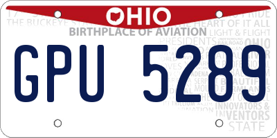 OH license plate GPU5289