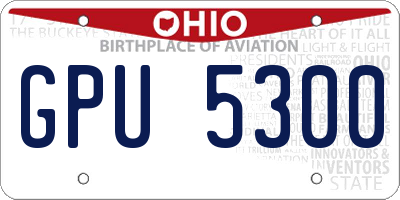 OH license plate GPU5300