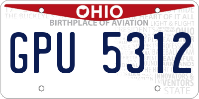 OH license plate GPU5312