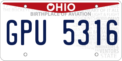 OH license plate GPU5316