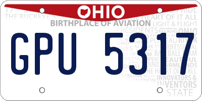 OH license plate GPU5317