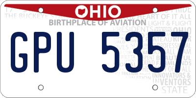 OH license plate GPU5357