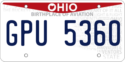OH license plate GPU5360