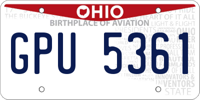 OH license plate GPU5361