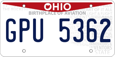 OH license plate GPU5362