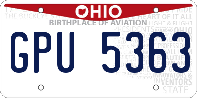 OH license plate GPU5363