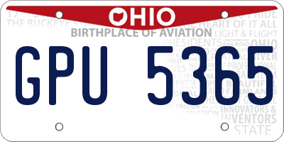 OH license plate GPU5365