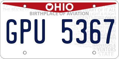 OH license plate GPU5367
