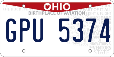OH license plate GPU5374