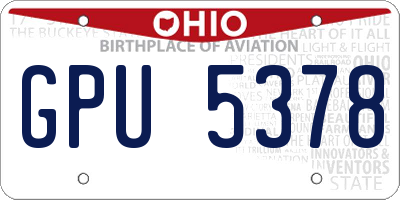 OH license plate GPU5378