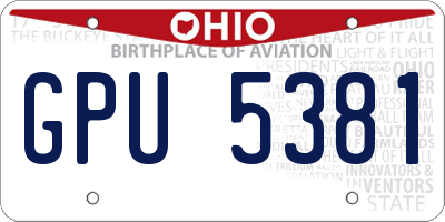 OH license plate GPU5381