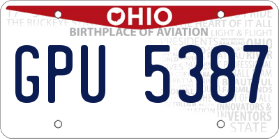 OH license plate GPU5387