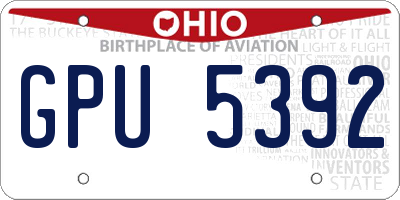 OH license plate GPU5392