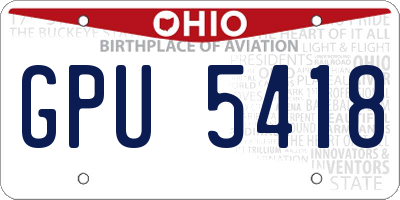 OH license plate GPU5418