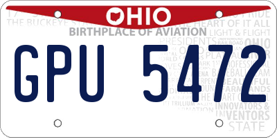 OH license plate GPU5472