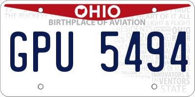 OH license plate GPU5494