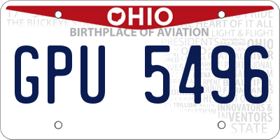OH license plate GPU5496