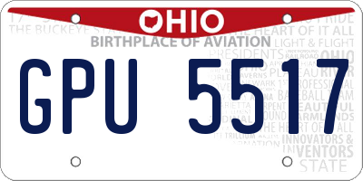 OH license plate GPU5517