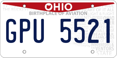 OH license plate GPU5521