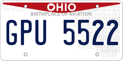 OH license plate GPU5522