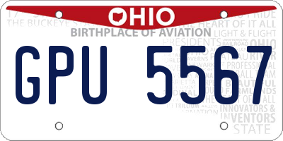 OH license plate GPU5567