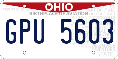 OH license plate GPU5603