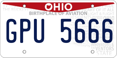 OH license plate GPU5666