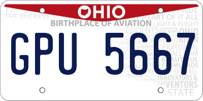 OH license plate GPU5667