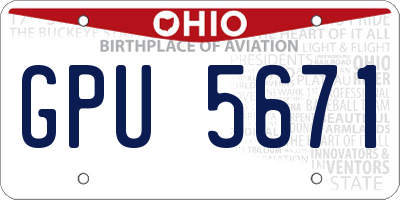 OH license plate GPU5671