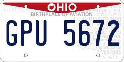 OH license plate GPU5672