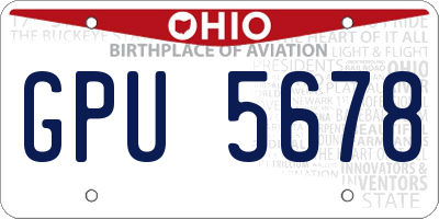 OH license plate GPU5678