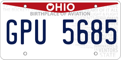 OH license plate GPU5685