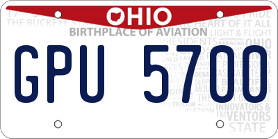 OH license plate GPU5700