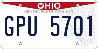 OH license plate GPU5701