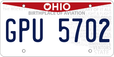 OH license plate GPU5702