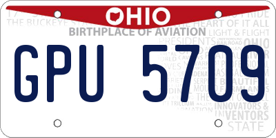 OH license plate GPU5709