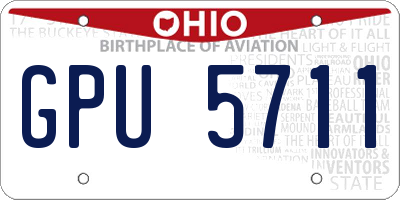 OH license plate GPU5711