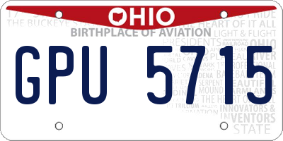 OH license plate GPU5715