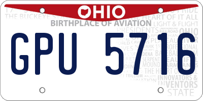 OH license plate GPU5716