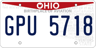OH license plate GPU5718