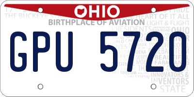 OH license plate GPU5720