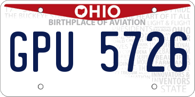 OH license plate GPU5726